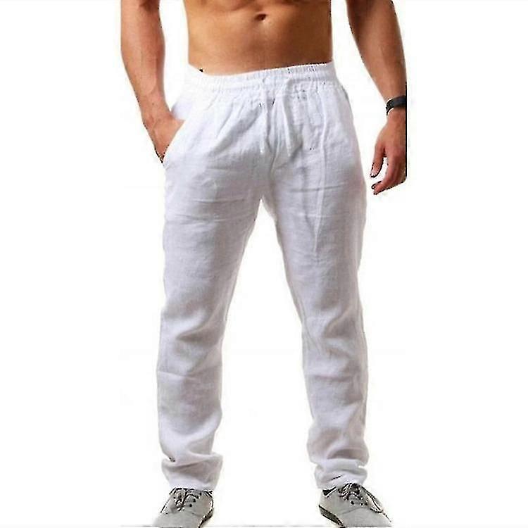 ​Men's Breathable Linen Casual Pants Lightweight Comfortable Summer Trousers With Elastic Waist​