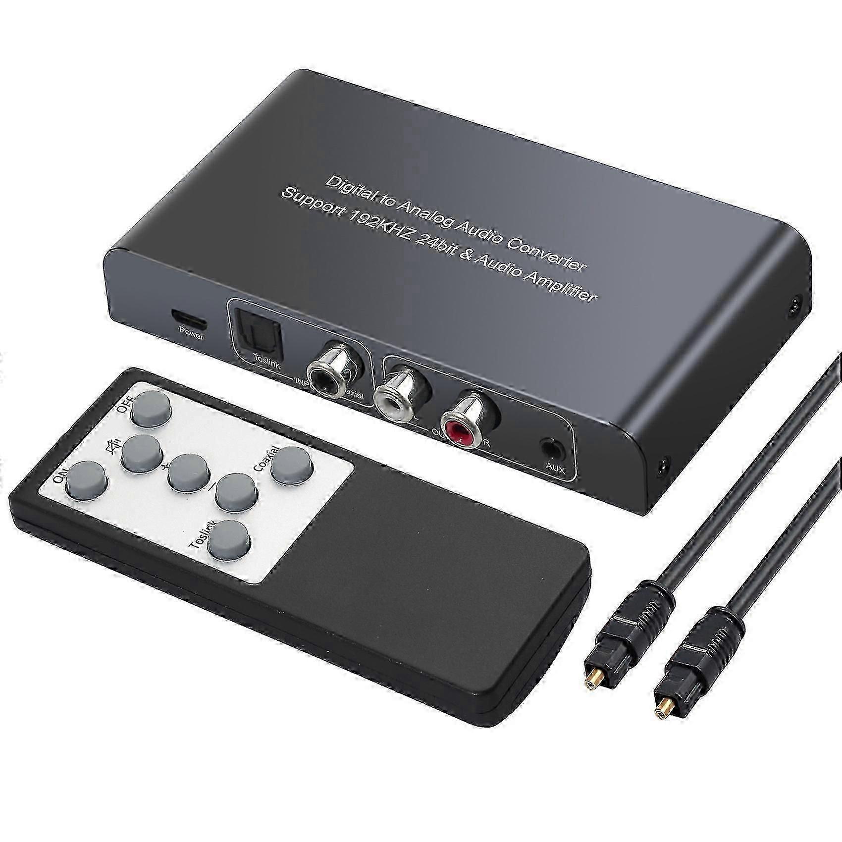 Digital to Analog Audio Converter with IR Remote Control Volume 192KHz Coaxial Optical Toslink to L/.