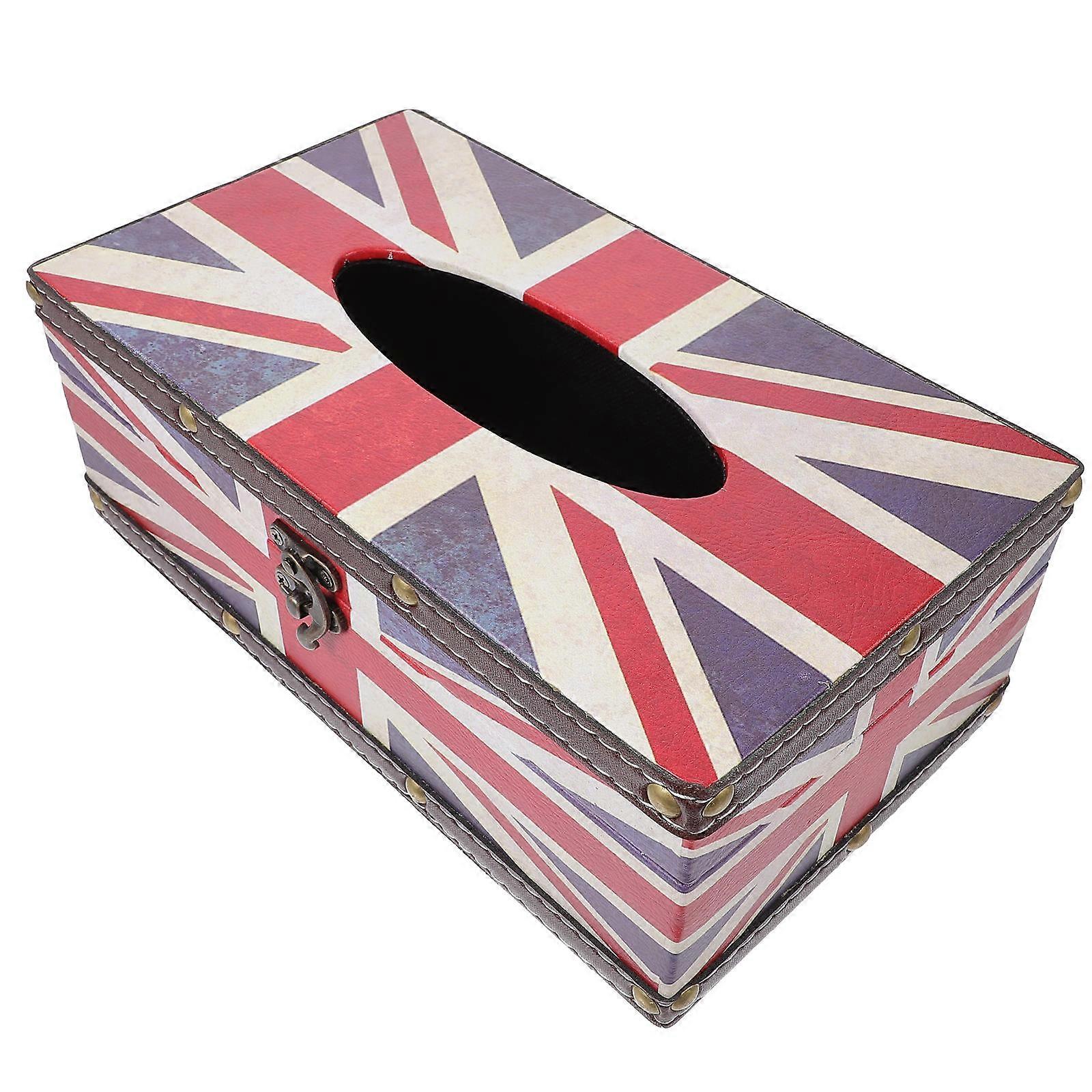Vintage PU Tissue Storage Box with Printed Pattern – Dustproof Napkin Holder for Home, Office, Car, Restaurant – Stylish Decorative Tissue Container