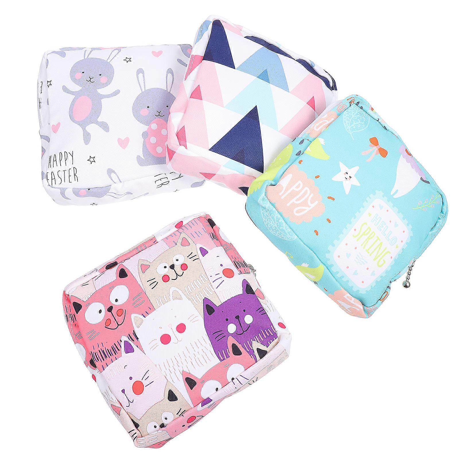 Storage Organizer Rectangular Cotton Pouch for Personal Belongings Assorted Color with Dustproof Waterproof Function 4Pcs