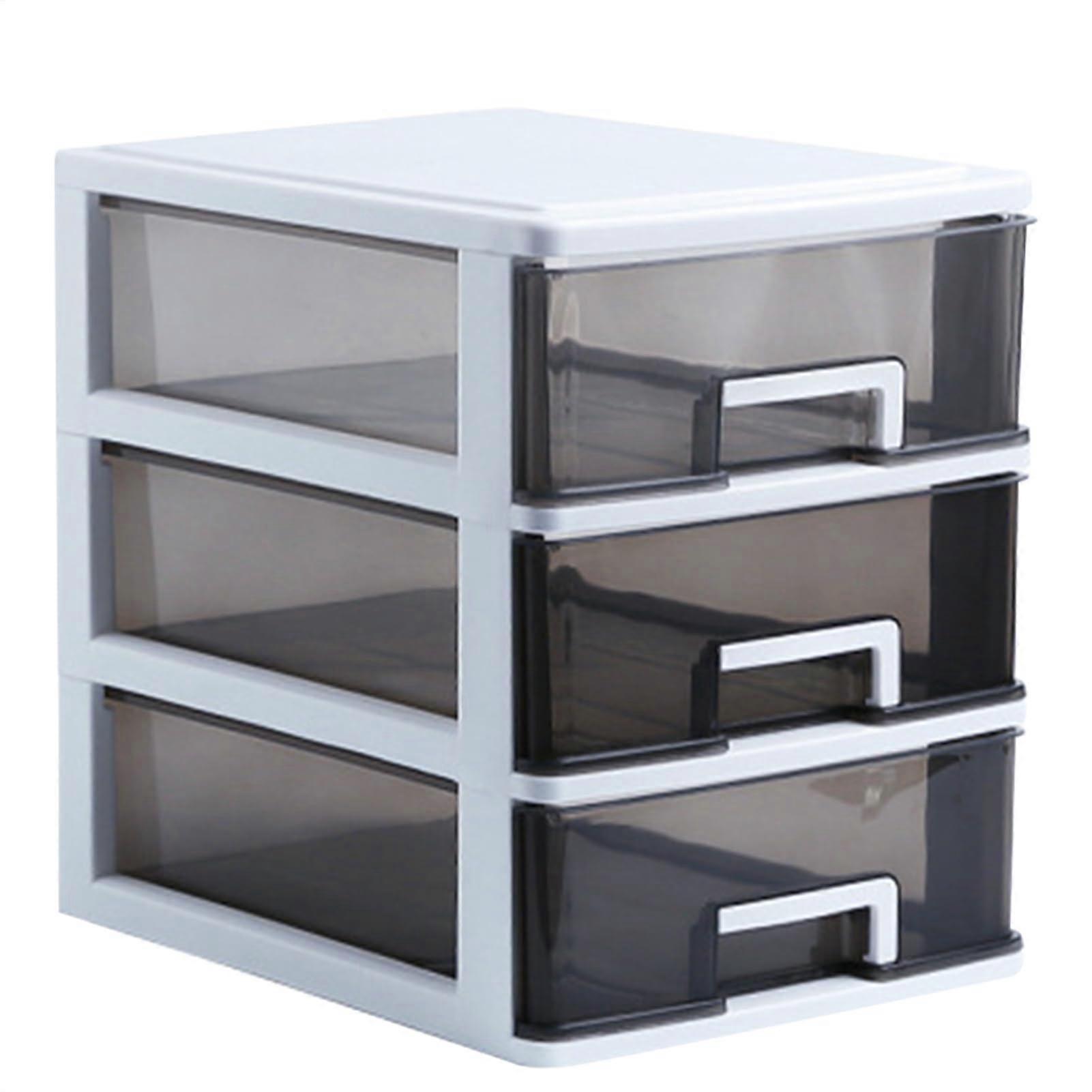 Cosmetic Organizer Drawers, Transparent 3-Layer Stackable Makeup Holder, Dustproof Countertop Storage Unit, US Medium