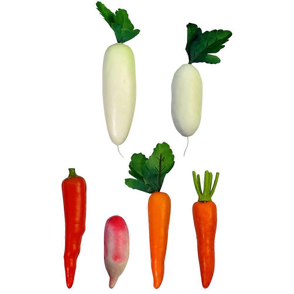 Artificial Radish and Carrot Vegetable Models for Educational Tools and Photography Prop Foam Material Decoration 6Pcs