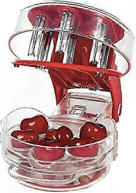 Multi Cherry Pitter with Easy Grip, Efficient Seed Remover for Quick Stone Removal, Durable Red Tool for 6 Cherries