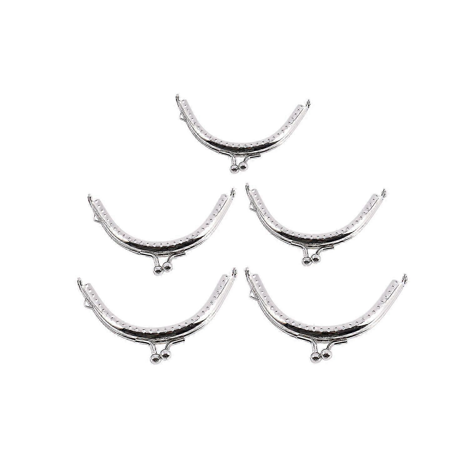 5 Metal Frames Snap Clasp Arch Pattern Coin Style Purse Silver