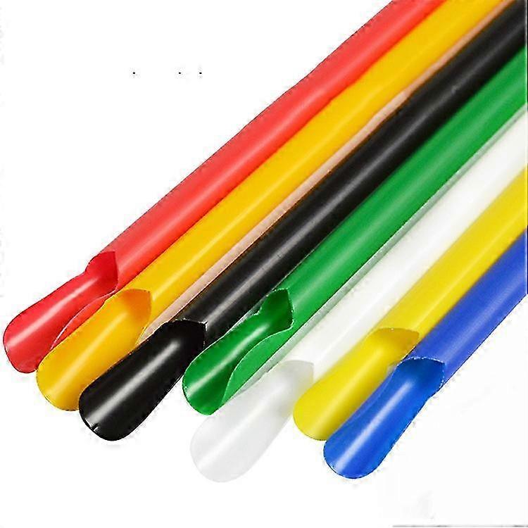 200pc Disposable Straw With Spoon-Colored Plastic Smoothie Straw