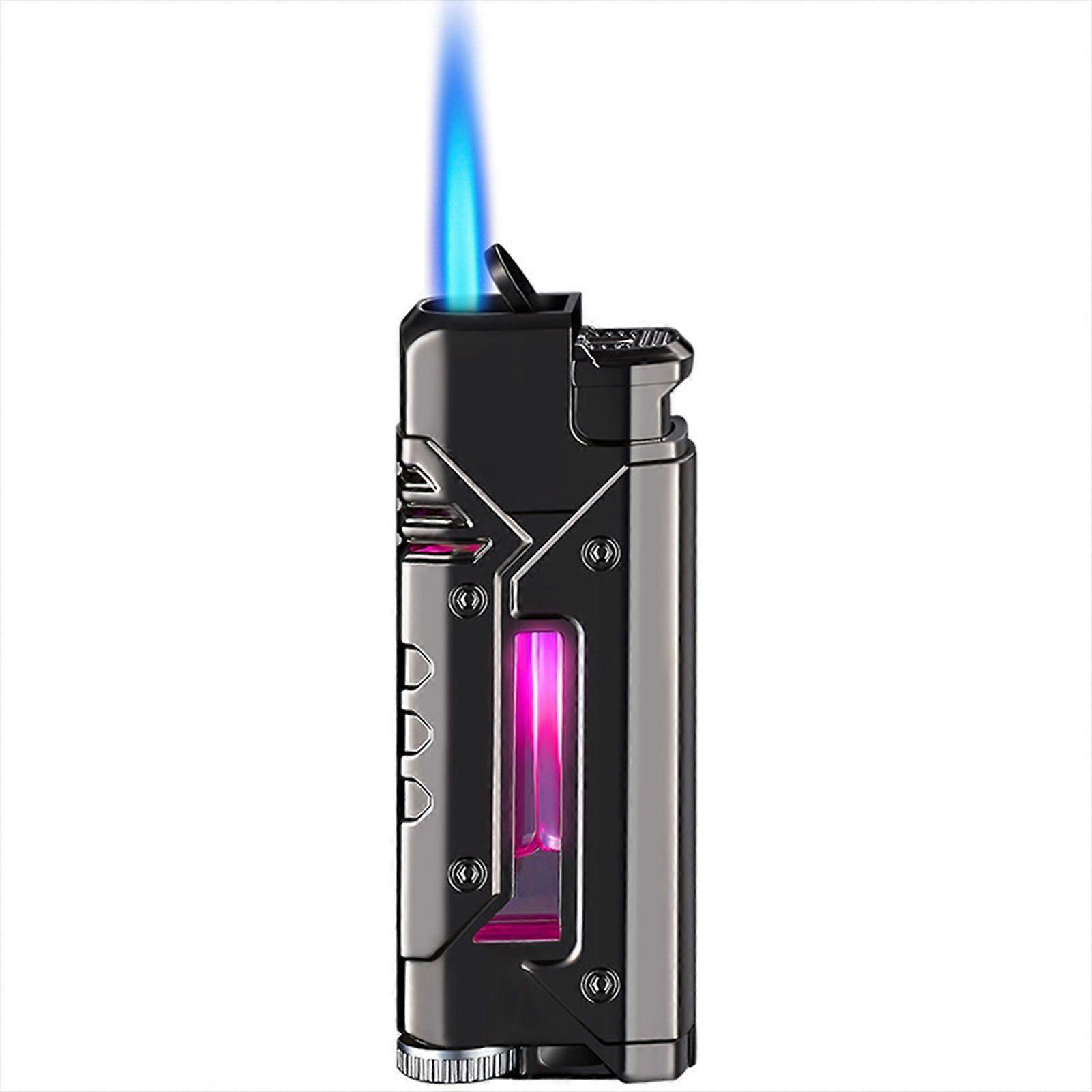 Metal Mecha Refillable Butane Lighter Elegant Transparent Gas Tank Lighter Dad Present