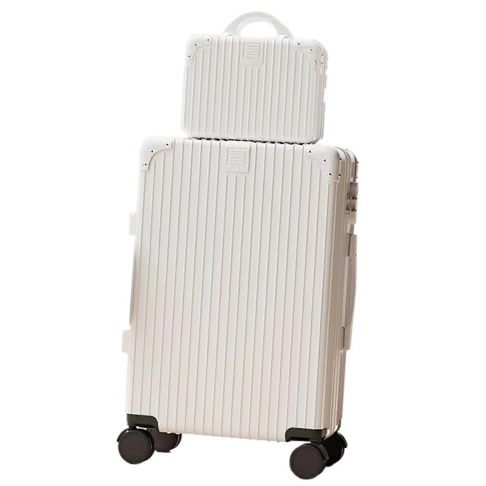 20 Inch White 2-Piece Expandable Suitcase Set with Spinner Wheels