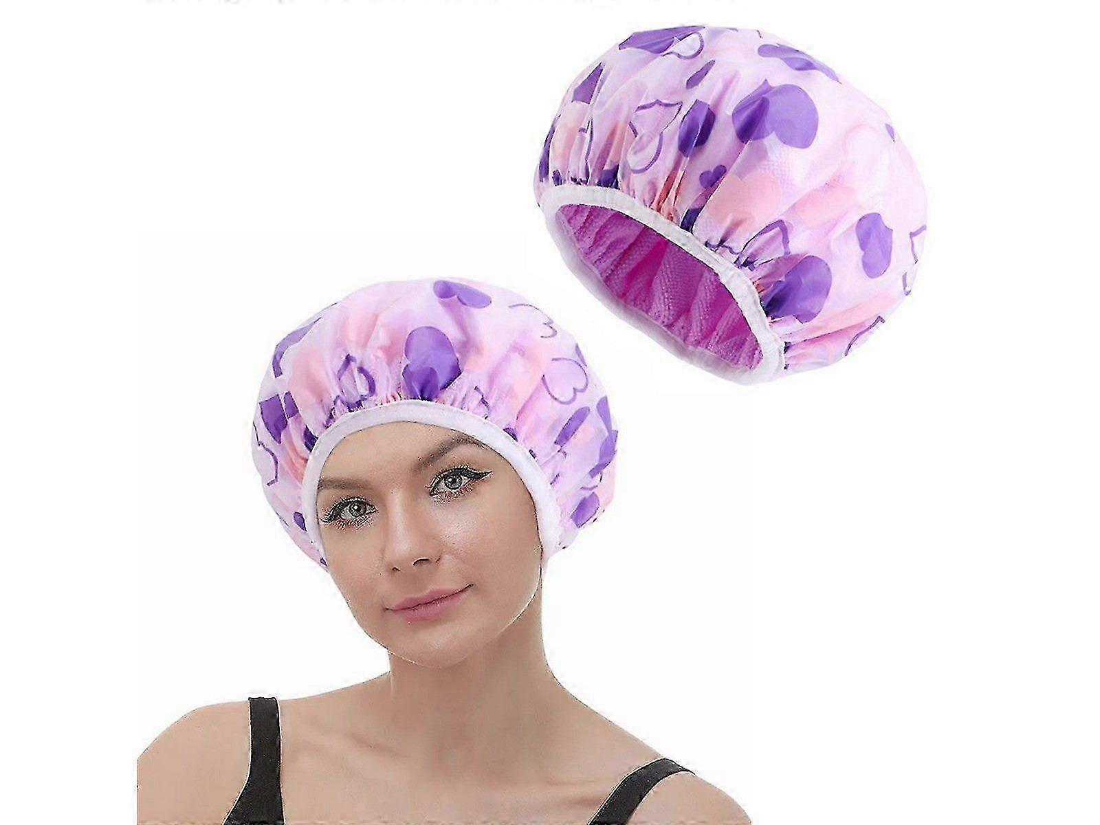 Water-resistant Double Layer Shower Cap Sleeping Hat Bath Hat Hair ...
