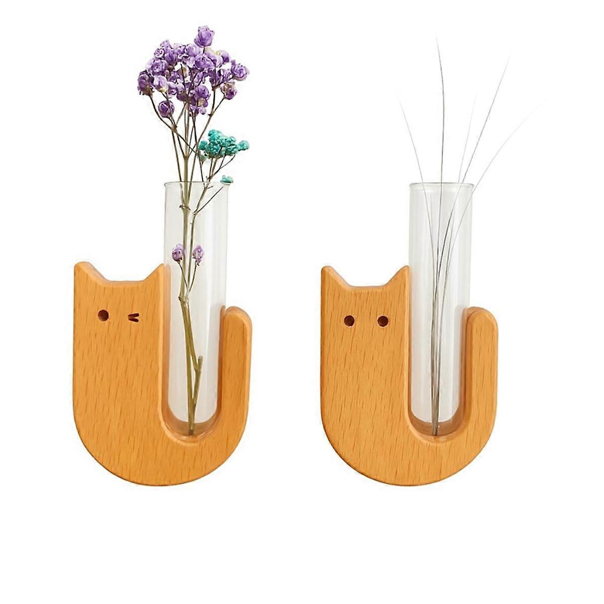 2pcs Cute Mini Vase Magnets for Fridge - Tiny Cat Whisker Holder, Tiny Vase Fridge Magnets Perfect for Fresh Flowers