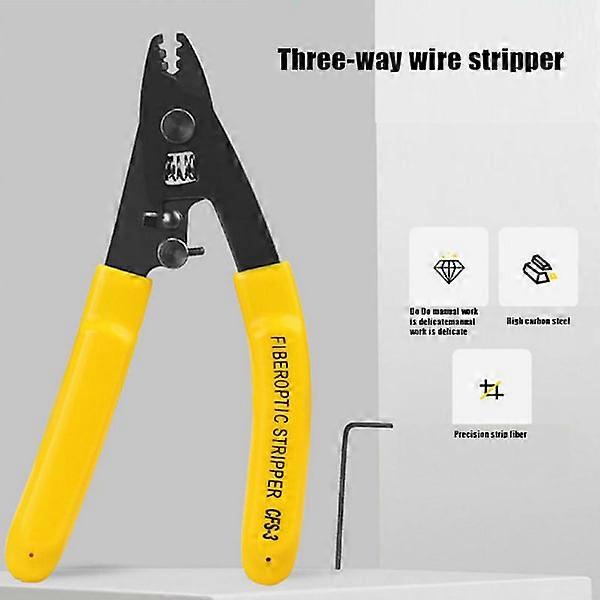 CFS-3 Three-port fiber optic insulation pliers Wire strippers f Yellow onesize, Wire Stripper Tool