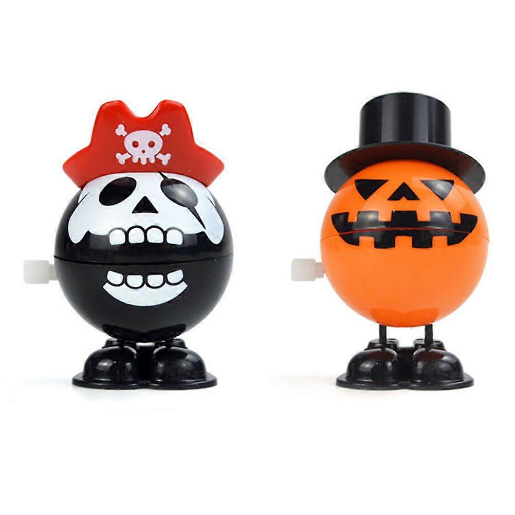 Orange Plastic Wind Up Pumpkin Toys for Halloween Playing Fun with Chattering Teeth and Fedora Hat