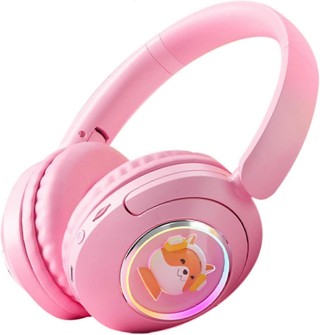Bluetooth Headset, Bluetooth 5.3 RGB Lighting Effect Hifi Sound Quality(Pink)