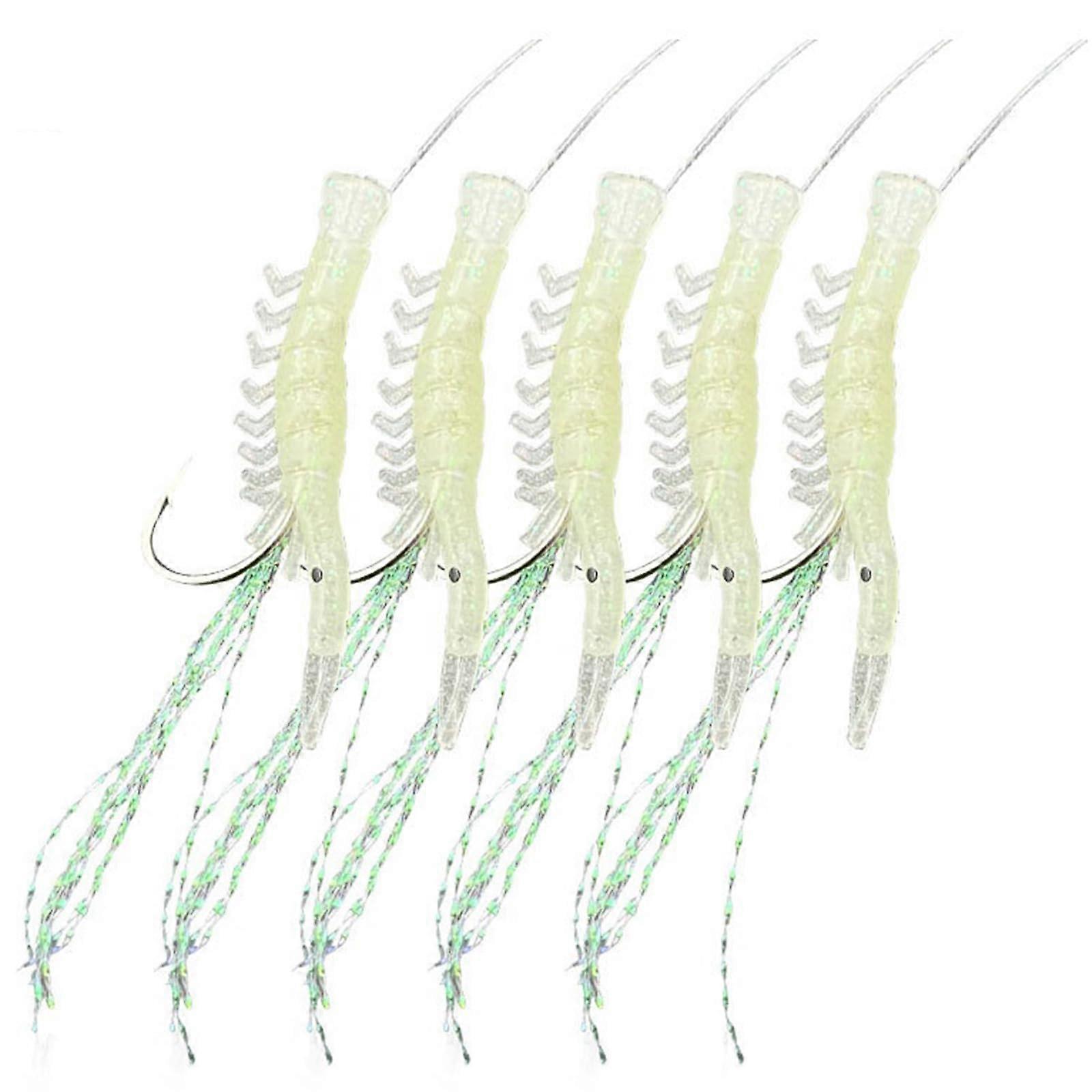 Luminous Shrimp Lure Set Glow In The Dark Shrimp Lure Rigs Kit For Sea Fishing With String Hooks