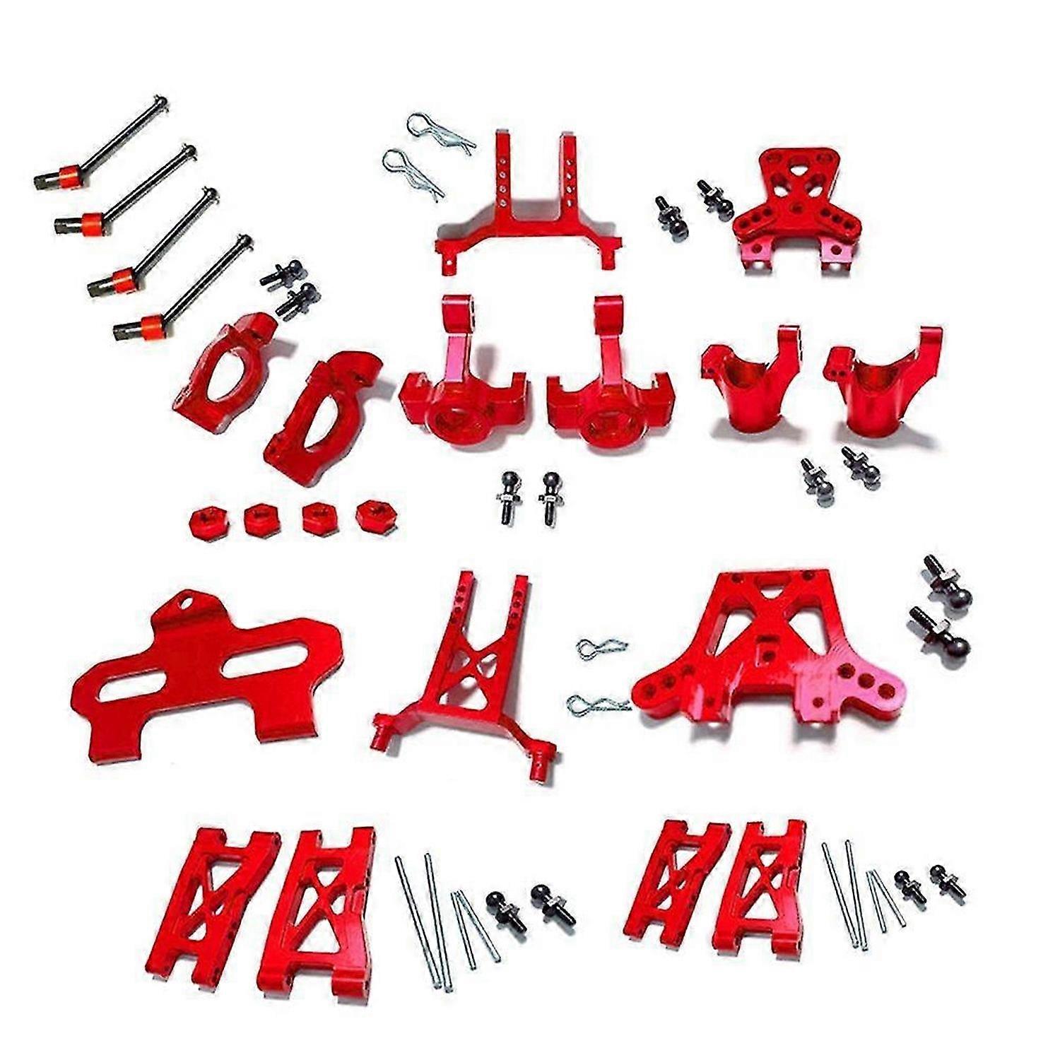 New Metal Upgrade Parts Kit Caster Block Steering Blocks Suspension Arm for LaTrax Teton 1/18 RC Car Red