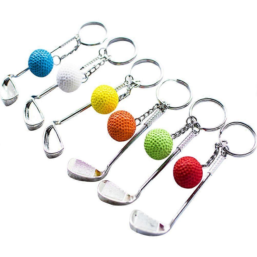 6pcs Golfs Keyring Backpack Hanging Keychains Sports Theme Hanging Decorations