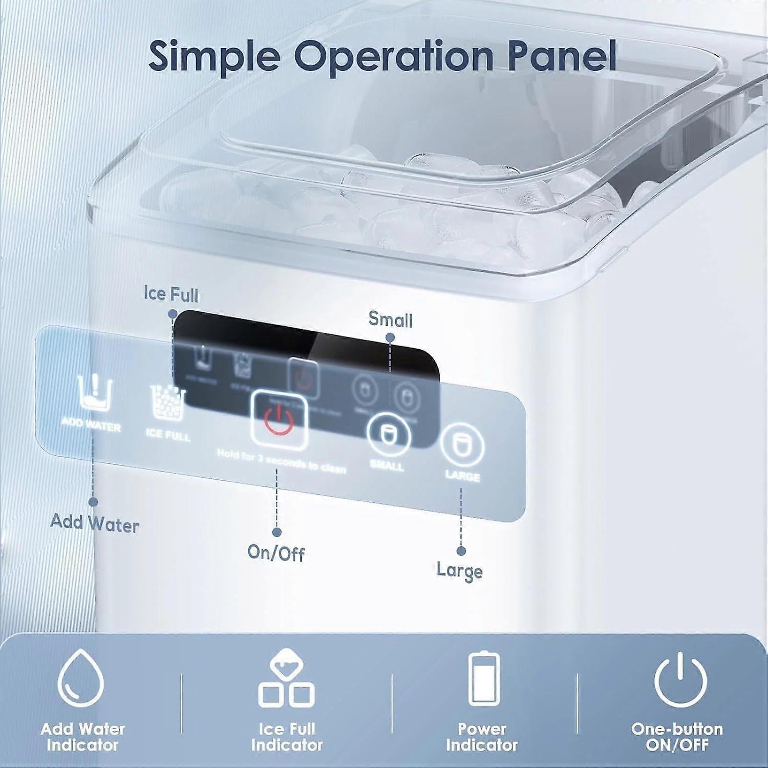 Ice Maker Machine Automatic SelfCleaning, Two Sizes, 12Kg/24H, Low Noise, Portable Clear Ice Cube Maker For Home Office