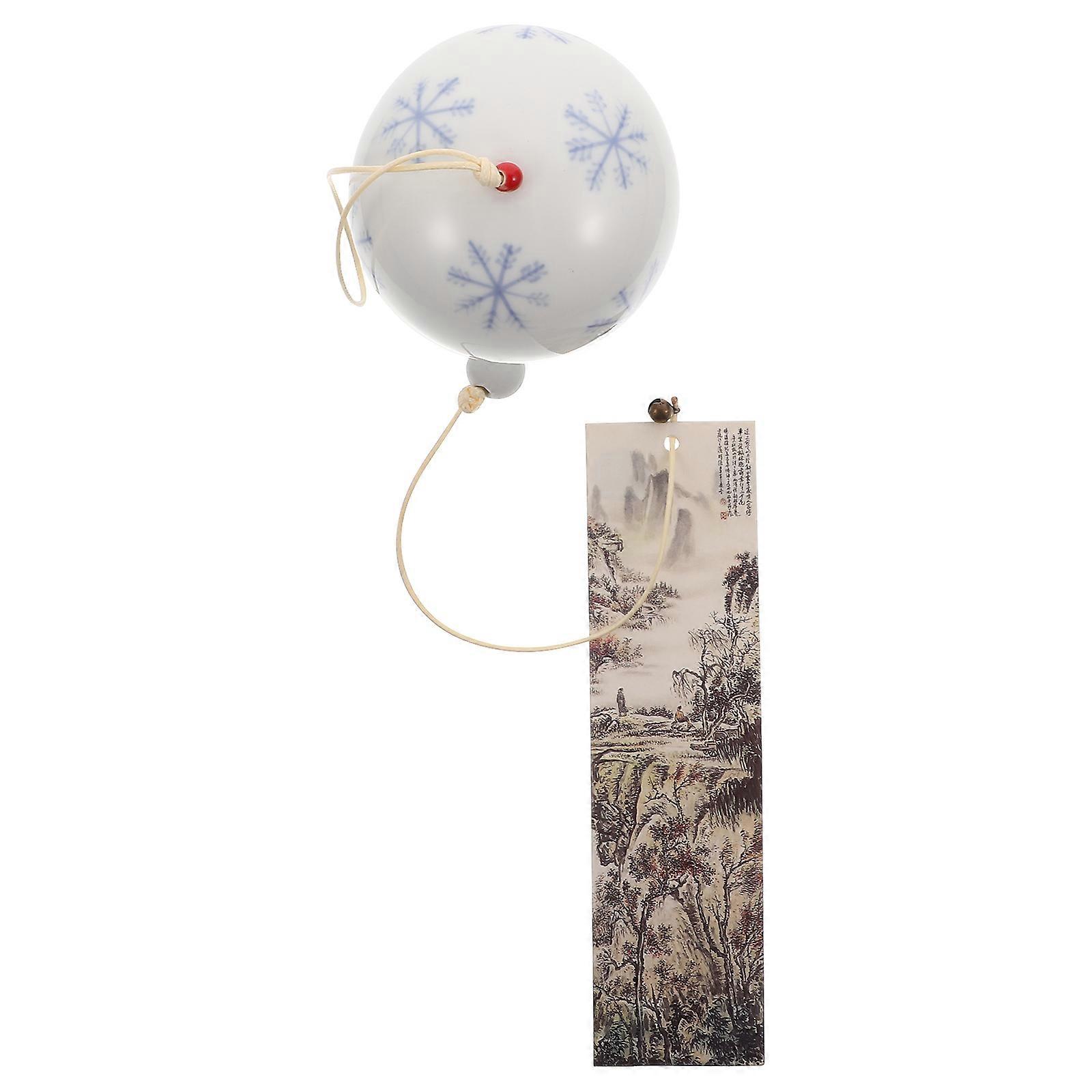 Ceramic Wind Chime Pendant for Decoration 3Pcs with Snowflake Pattern