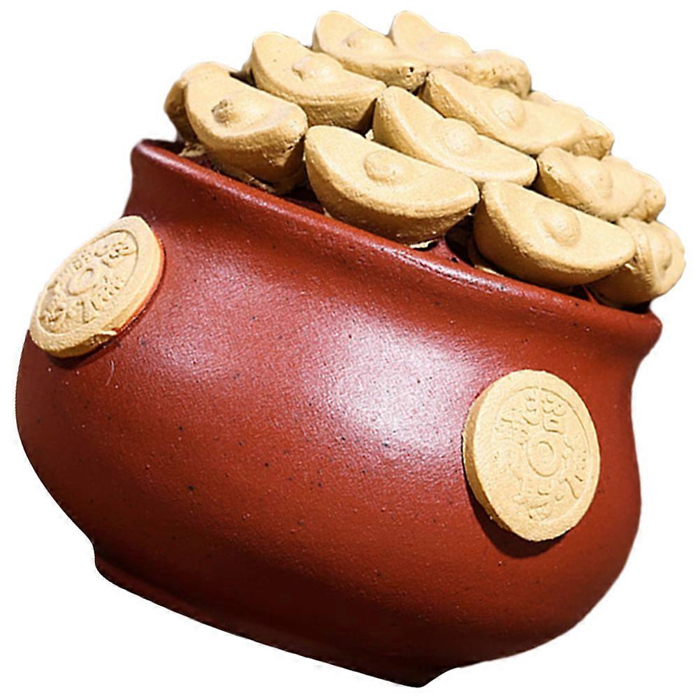 Red Stoneware Cornucopia Tea Pet Ornament for Decor 4Pcs Set