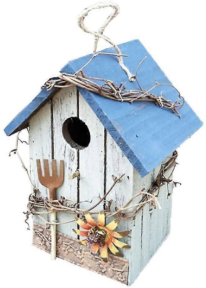 Garden Decor Tall Birdhouse Rustic Hanging Wooden Nesting Box