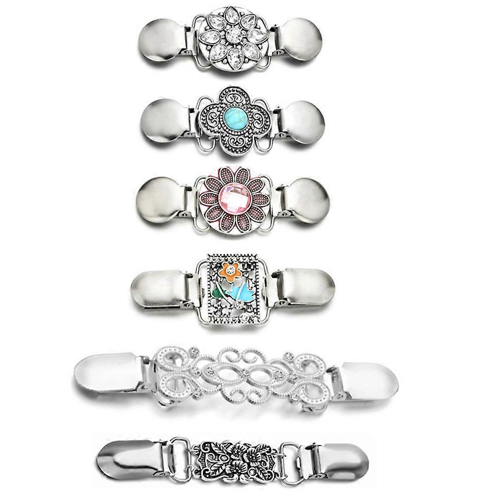Sweater Shawl Clips Retro Cardigan Clasp for Formal Events and Casual Occasions Alloy Material Clothing Adjustment 6Pcs