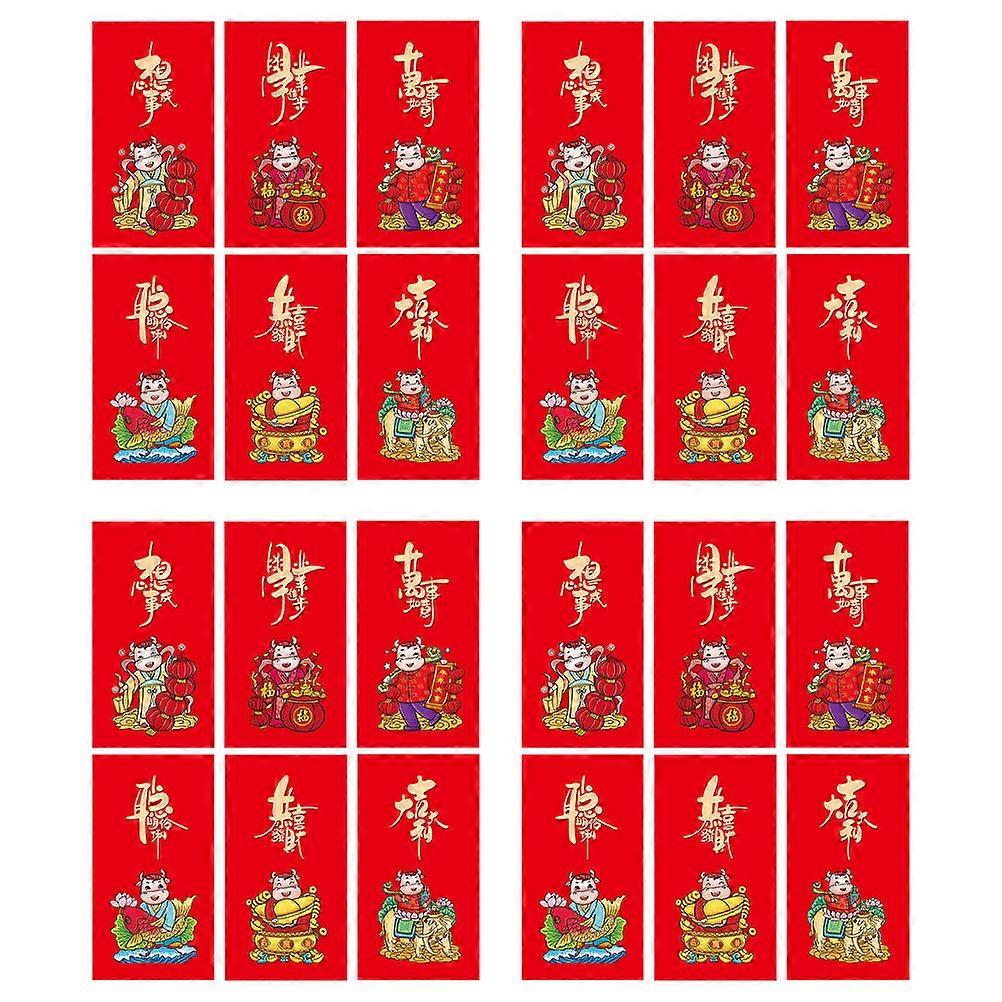 Cartoon Red Envelops Red Pouch for Storage Use 24Pcs Gift Pack