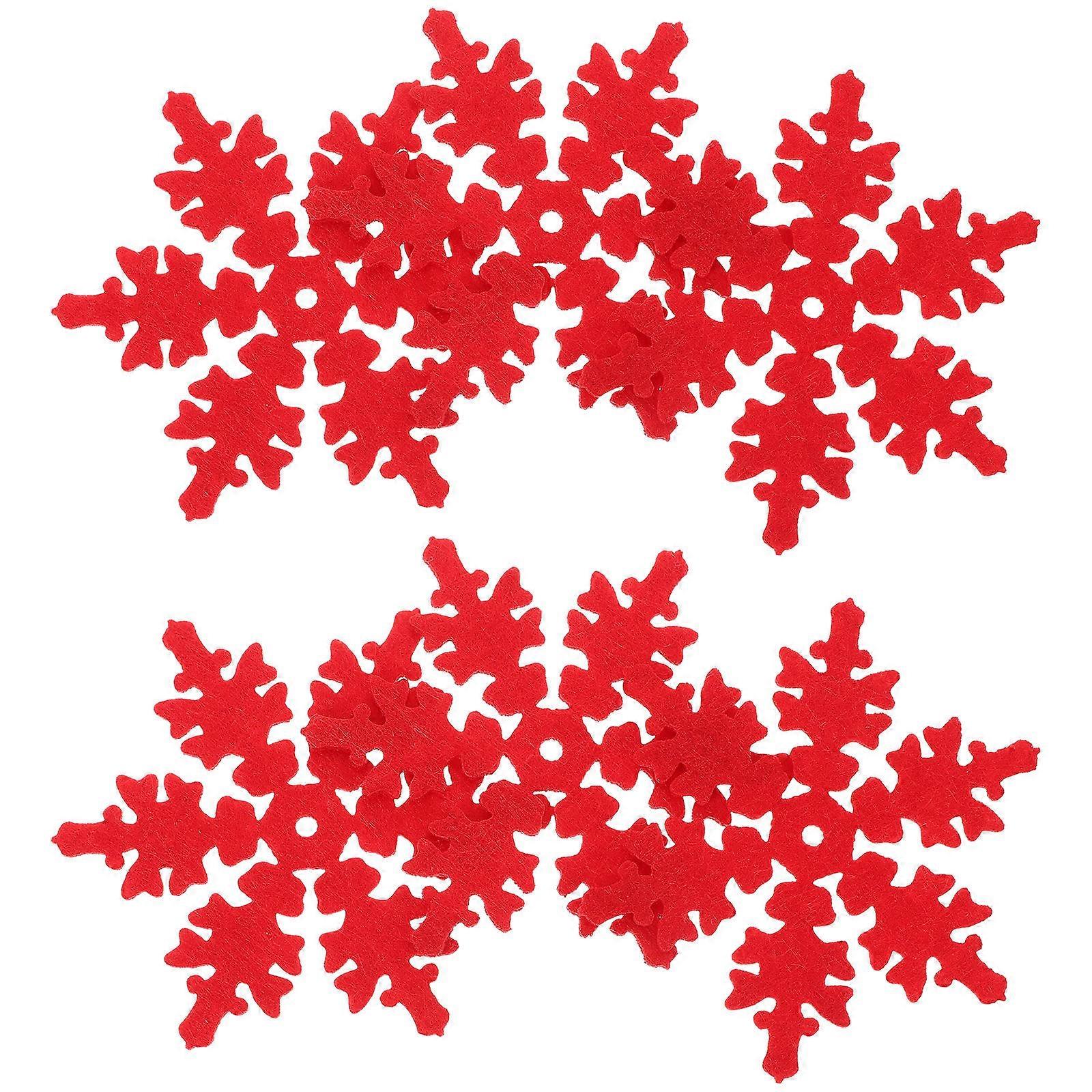 Red Felt Christmas Coasters for Table Protection 40Pcs Snowflake Cup Mats