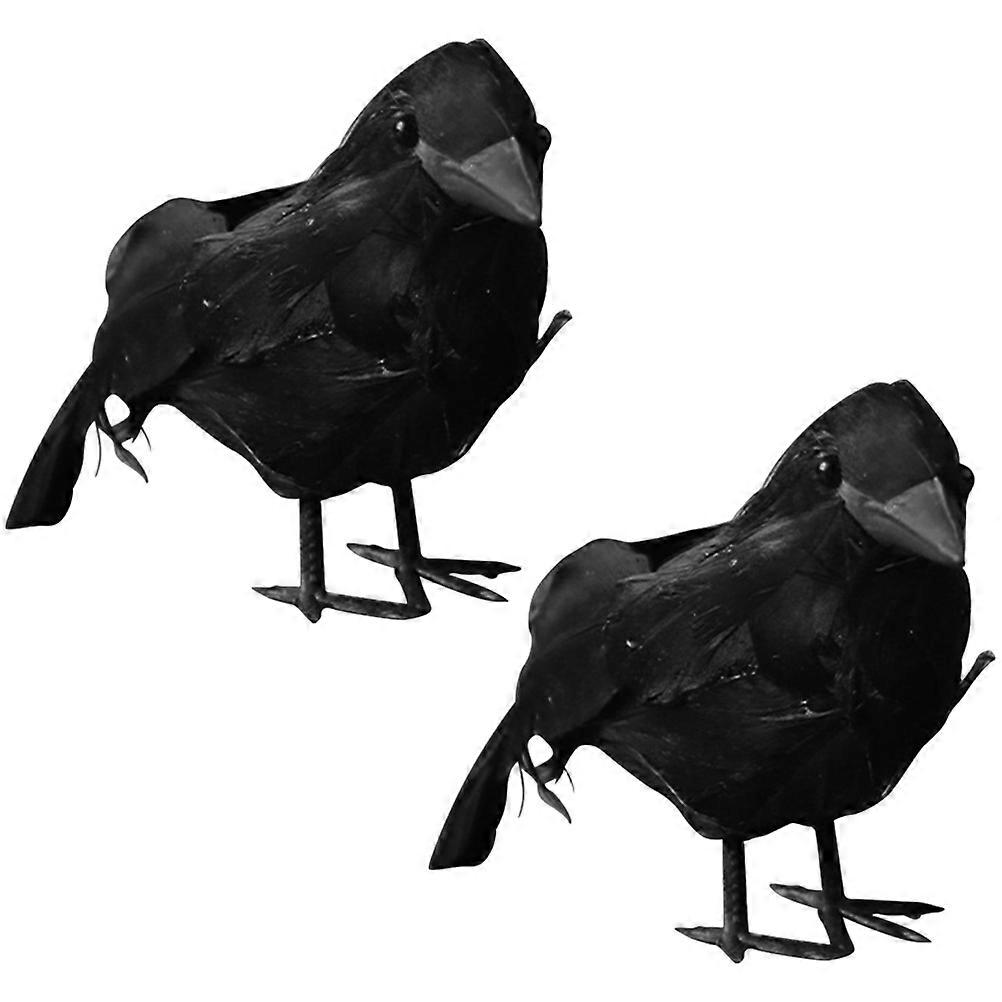 Artificial Crow Decor Black Crow Ornament for Halloween 8Pcs Set