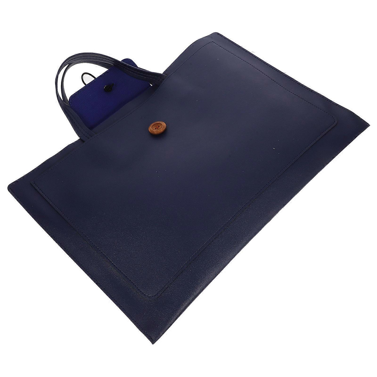 4Pcs Navy Laptop Carrying Bag for Storage Multi-Function Imitation Pouch