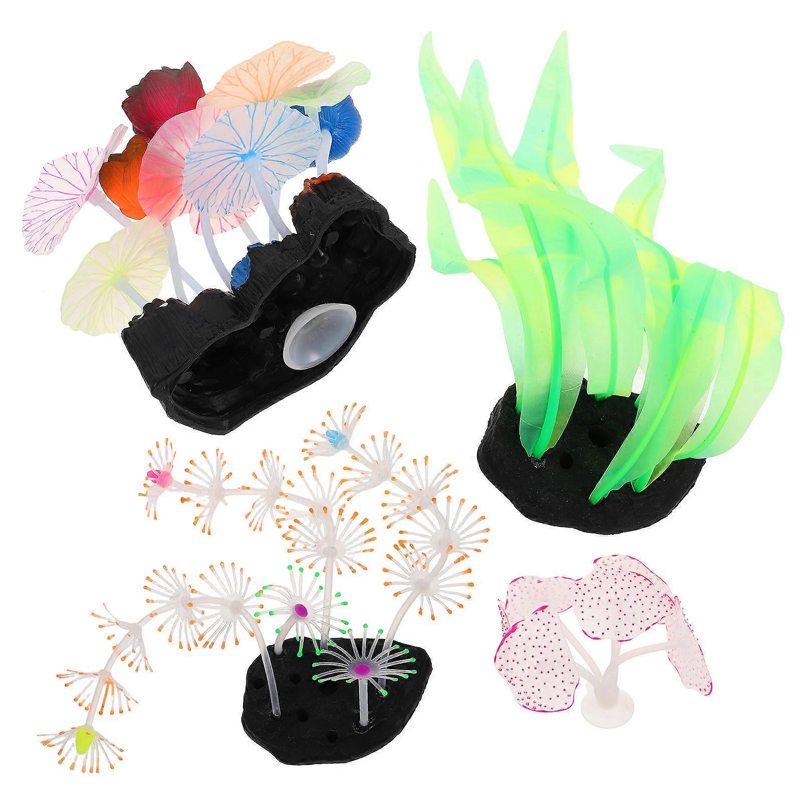 Fish Tank Decorations 12Pcs Artificial Coral with Glowing Effect for Aquarium