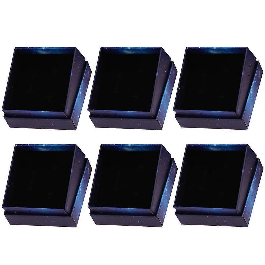 Jewelry Paper Box Square Shape for Small Items Blue Kraft Paper for Display 6Pcs