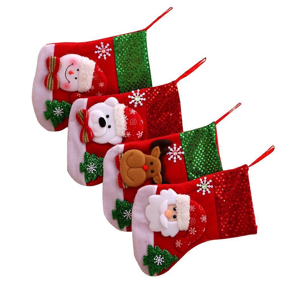 Christmas Hanging Sock Plush Decoration for Storage Use 12Pcs Set