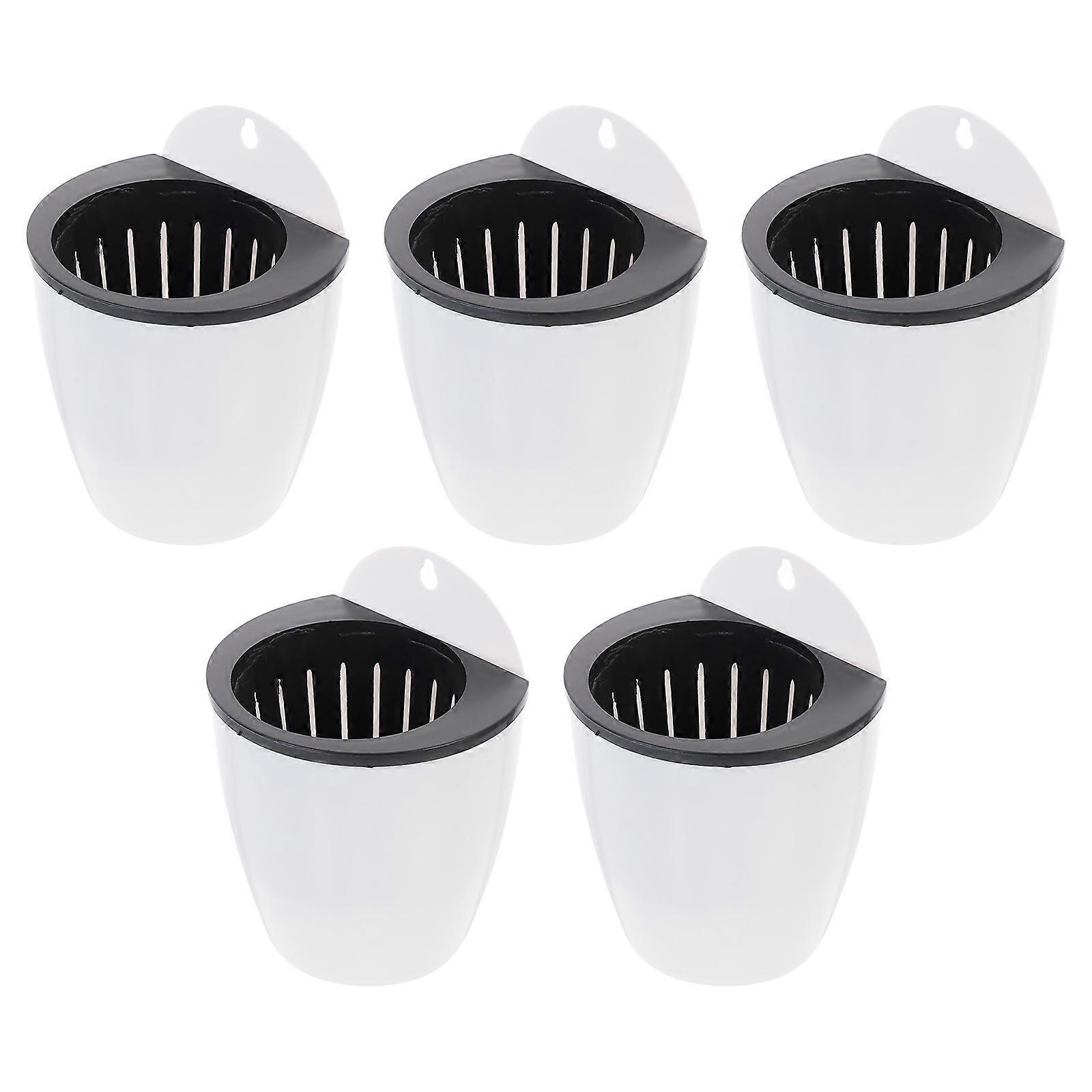Self-Watering Flowerpot Automatic -Mounted Vertical Garden Pots White 5Pcs