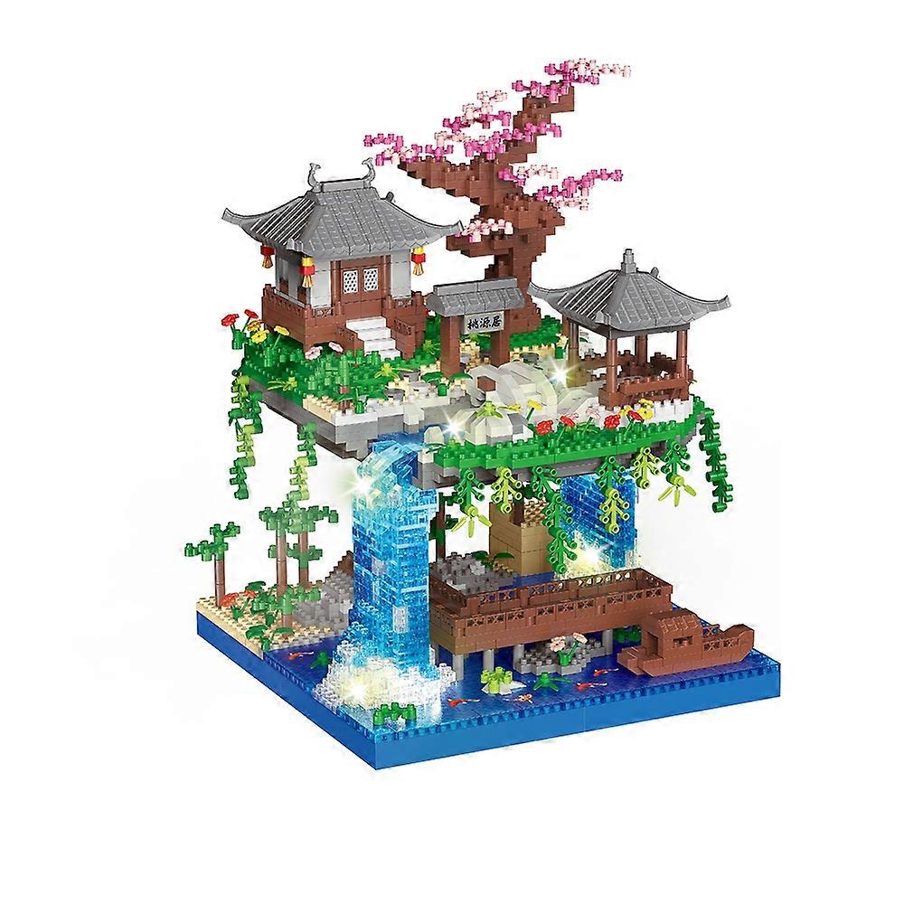 Peach Blossom Pond Building Block Set: Chinese Architecture Decor and Unique Gift for Collectors