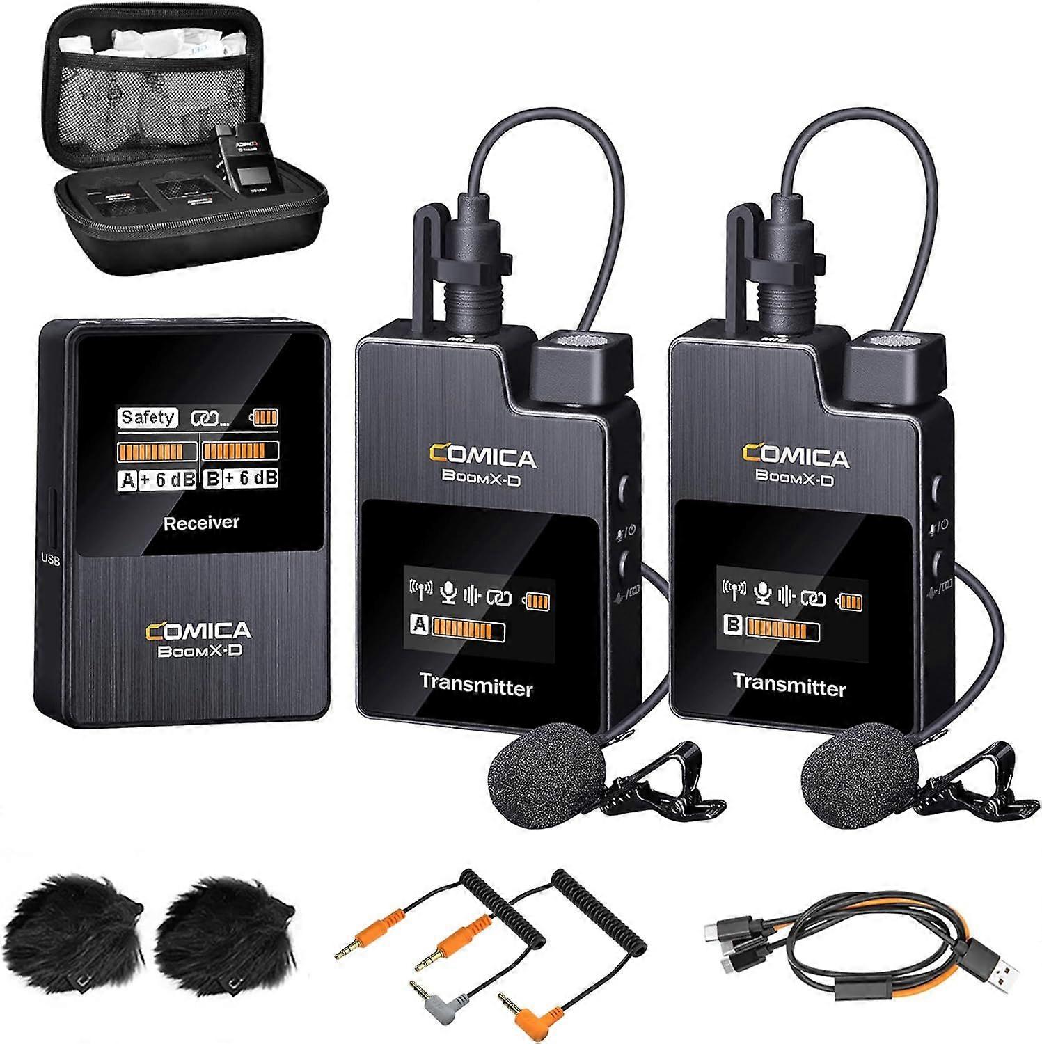 2 Wireless Lavalier Microphone, 2.4G Dual Lapel Mic with 2