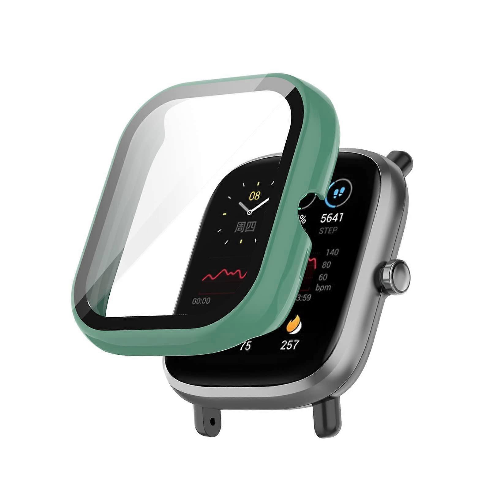 Case Compatible with Amazfit Bip U/Amazfit Bip U Pro Hard PC Case, Glass Screen Protector, 9H, AntiScratch, Green