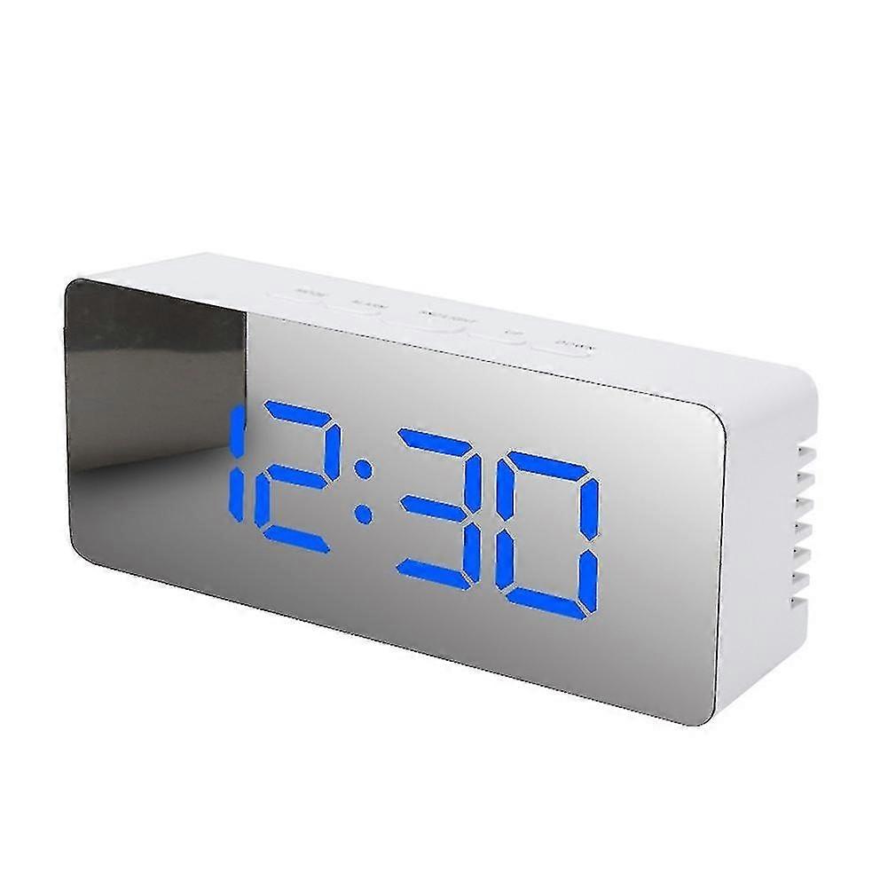 Led Digital Alarm Clock, Mirror Alarm Clock Led Display Temperature Function For Bedroom, Office - (haoyi