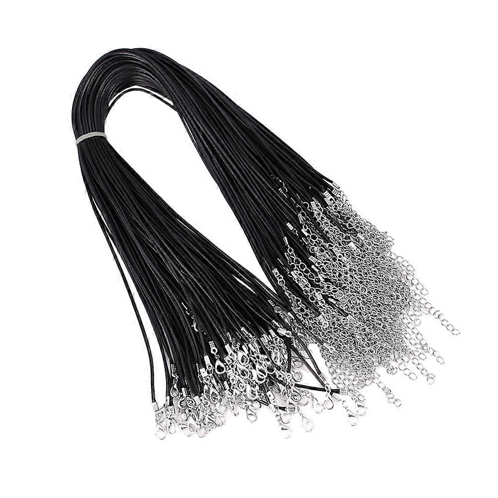 Wax String Necklace Strap for DIY Accessories with 100Pcs Black Hanging Rope