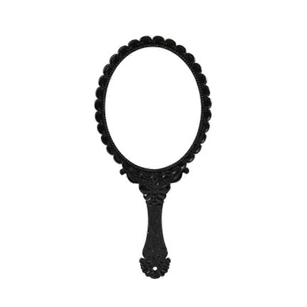 Black Handle Mirror Retro Pattern Makeup Mirror for Makeup 2Pcs