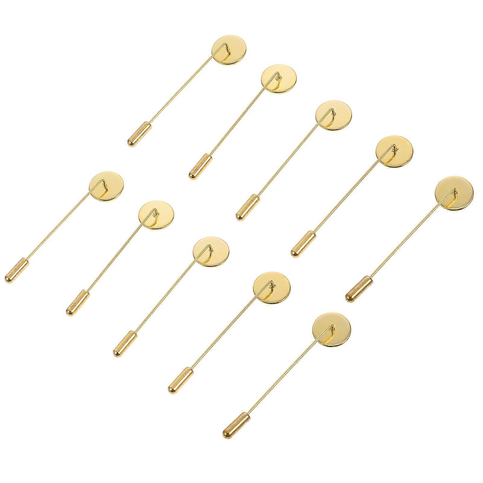 Alloy Brooch Pin Sticks 20Pcs Golden Round Tray Lapel Pin Base Perfect For Crafters DIY Projects