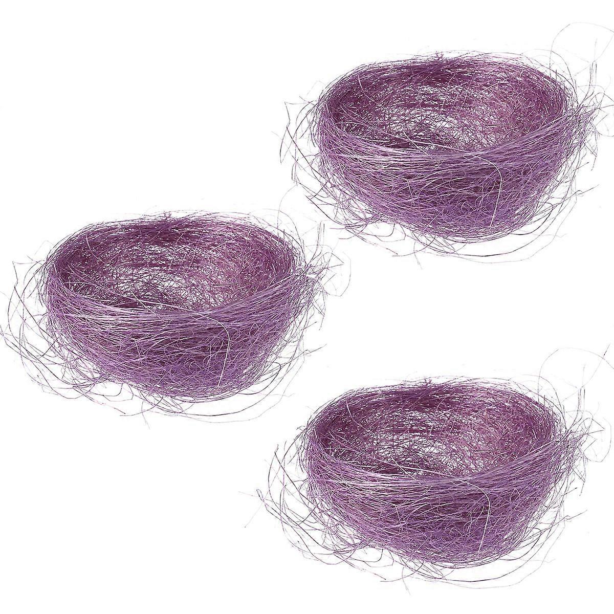 Bird Nest Handmade Nest for Easter Decor 6Pcs Violet Colored Nests