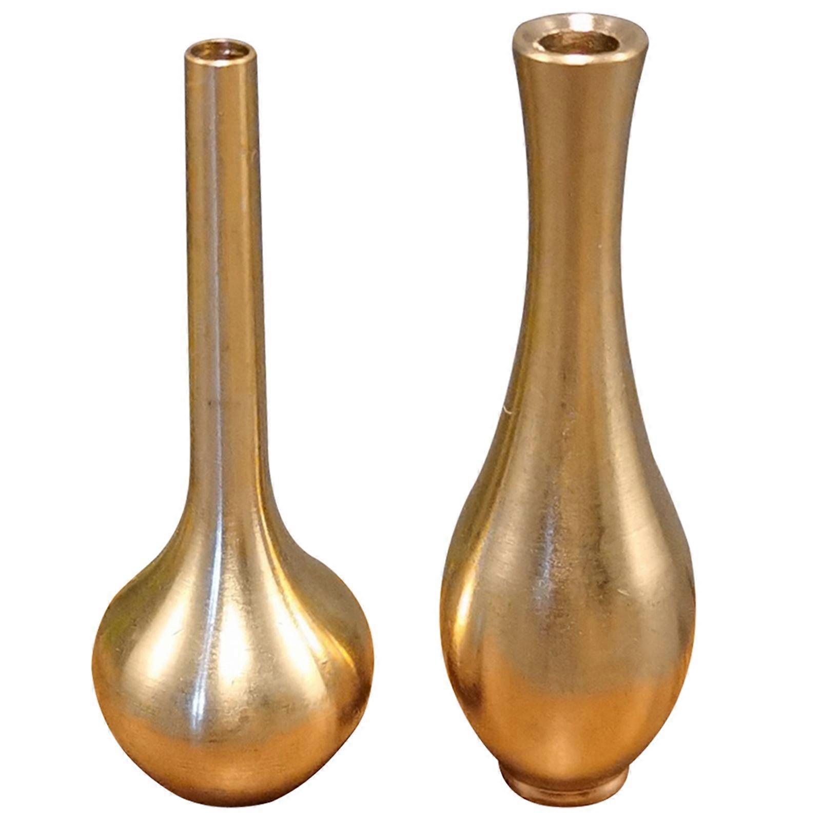 Brass Tiny Vase Decorative Ornament For Desktop Home 6Pcs Vintage Style Floral Display