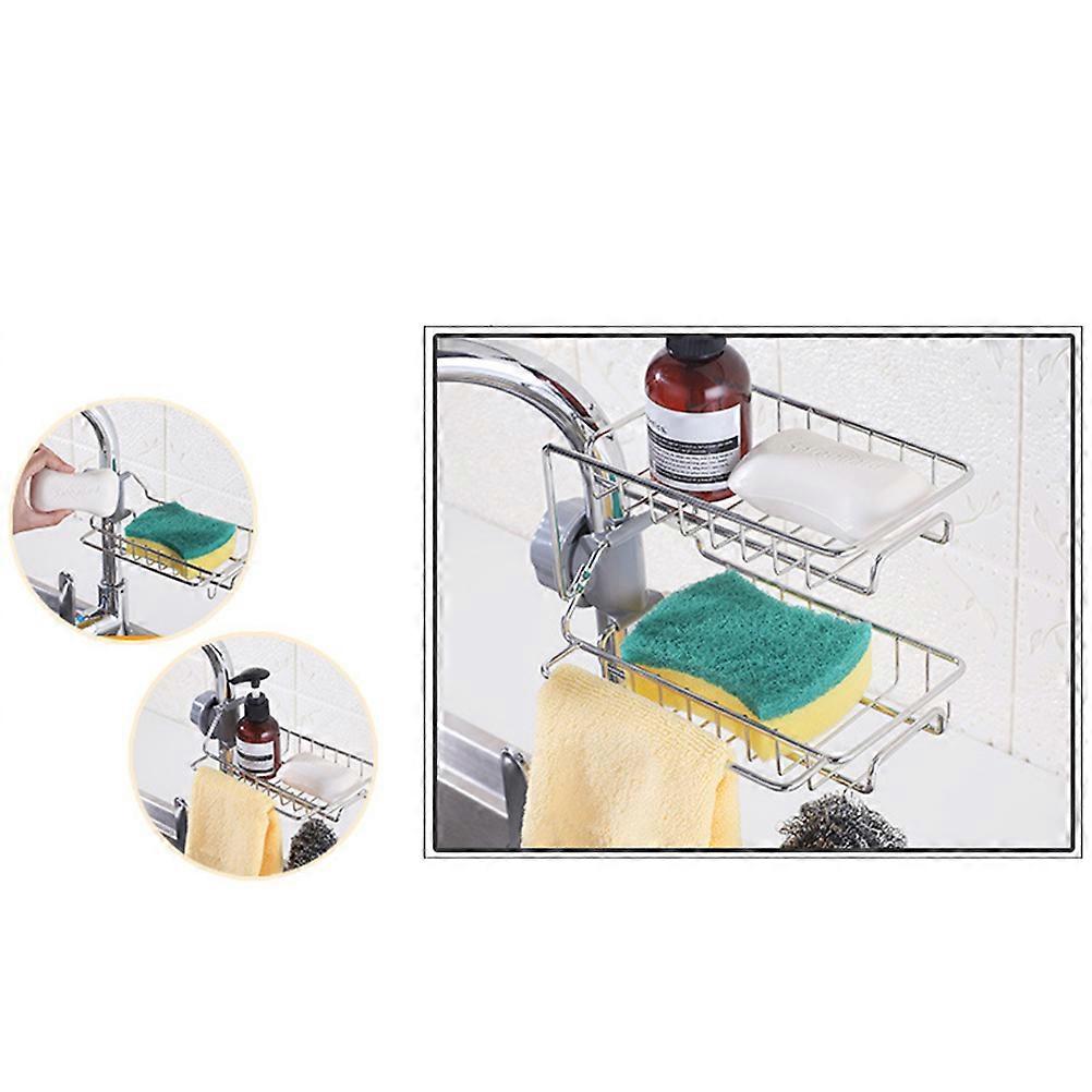 Quick Drying Double Layer Sink Sponge Drain Holder Organizer For Kitchen And Bathroom 1Pcs