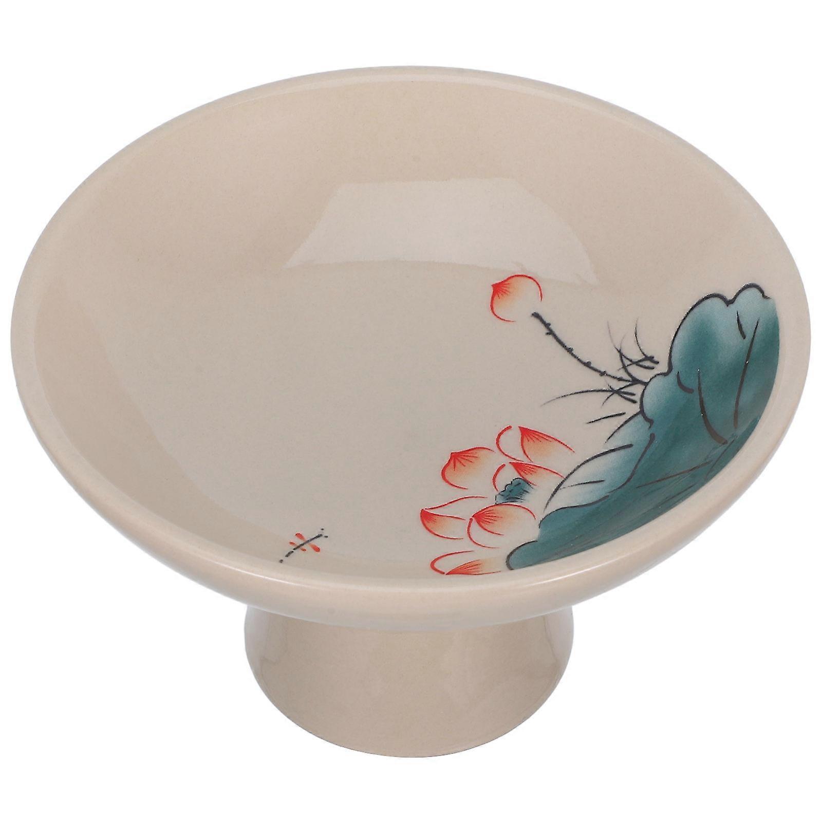 Multi Color Ceramic Footed Bowl Fruit Holder for Kitchen 5Pcs Set