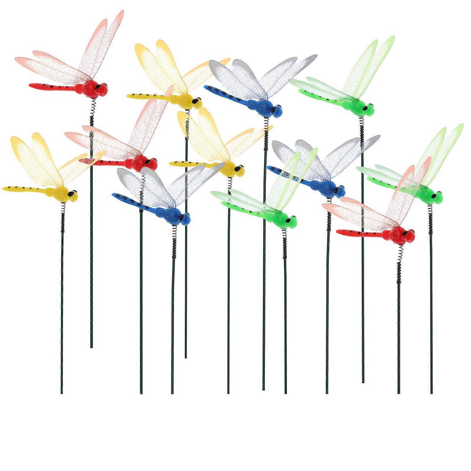 Simulation Dragonfly Garden Stakes Decoration for 60Pcs Random Color