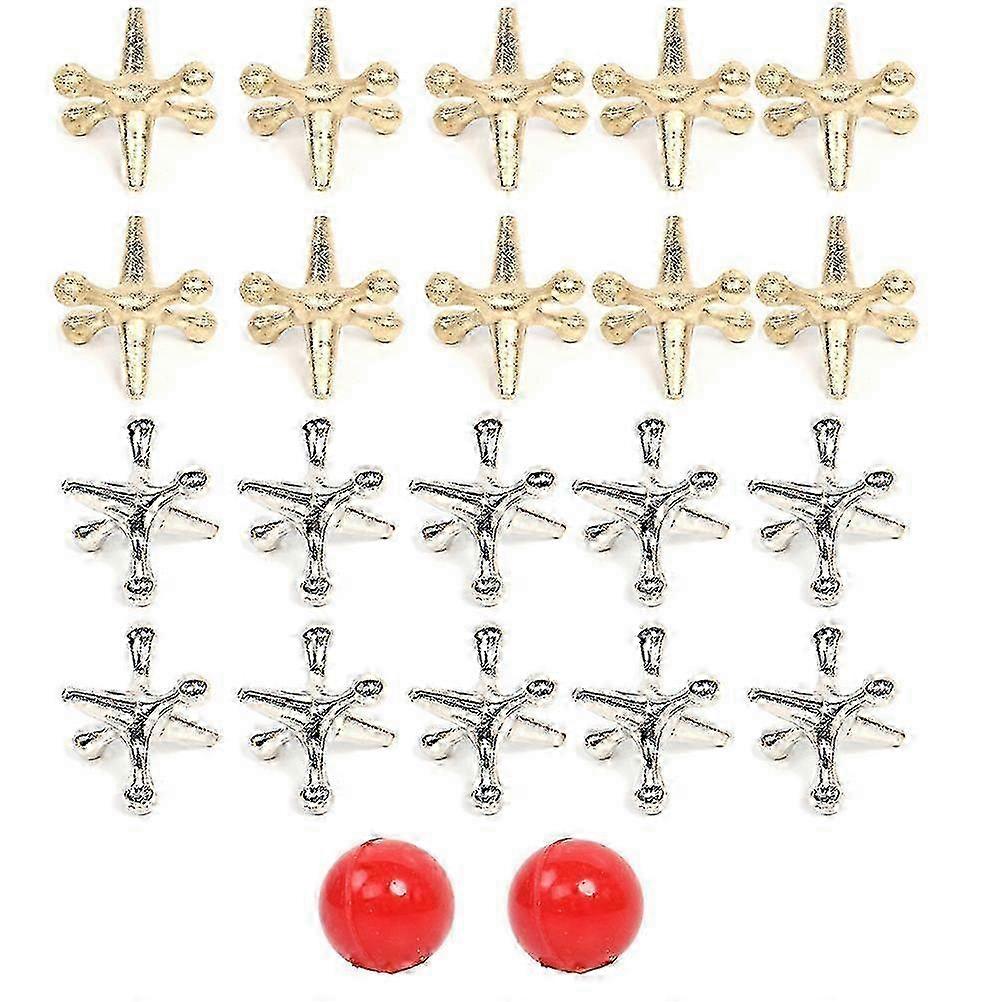 Portable Traditional Jacks Game Set, Eye-Hand Coordination Builder With Retro Metal Jacks, Classic Game For Indoor Outdoor Play, Decorative Metal