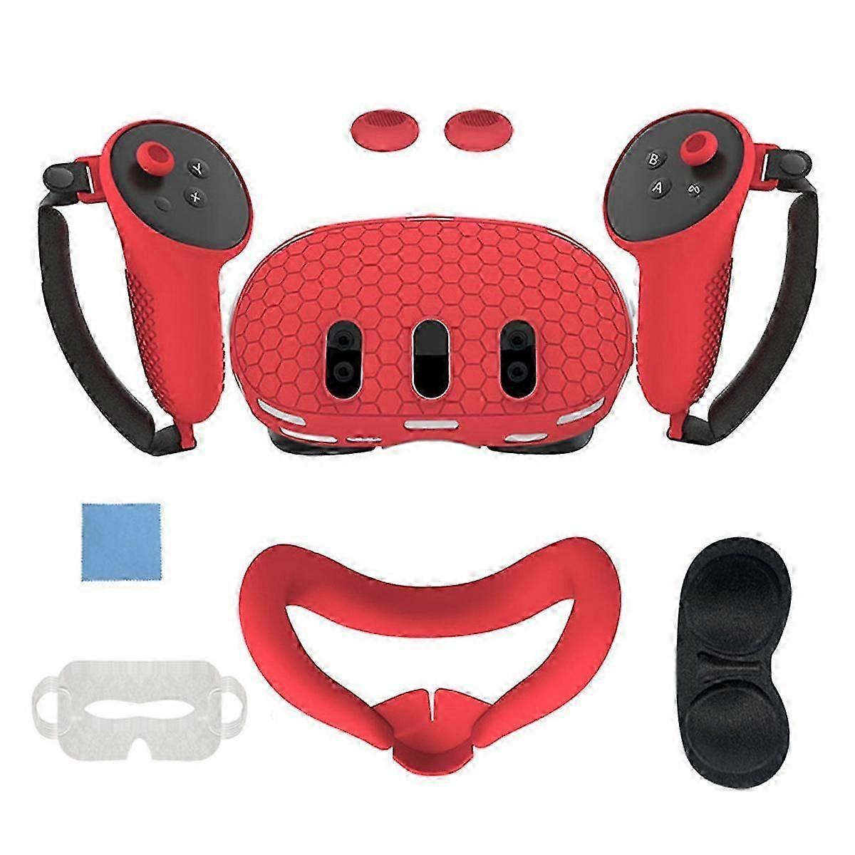 For 3 Protective Cover Handle Controller Grips,Front Shell Headset Cover and Face Cover,VR Accessor