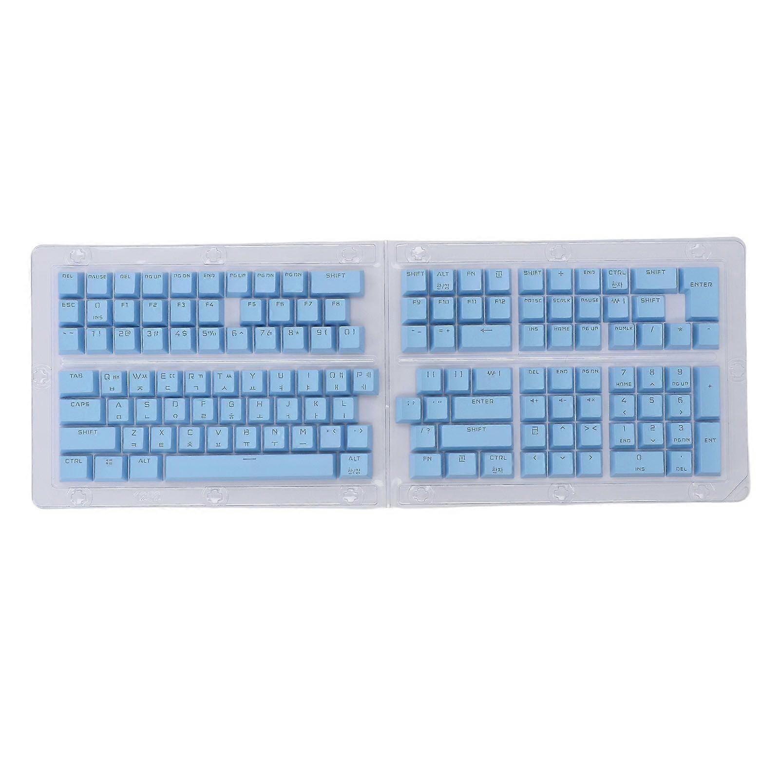 132 Keys Korean Keycaps OEM Height Keycap Replacement for 61 62 64 68 72 75 84 87 88 98 100 104 108 Mechanical Keyboard Blue