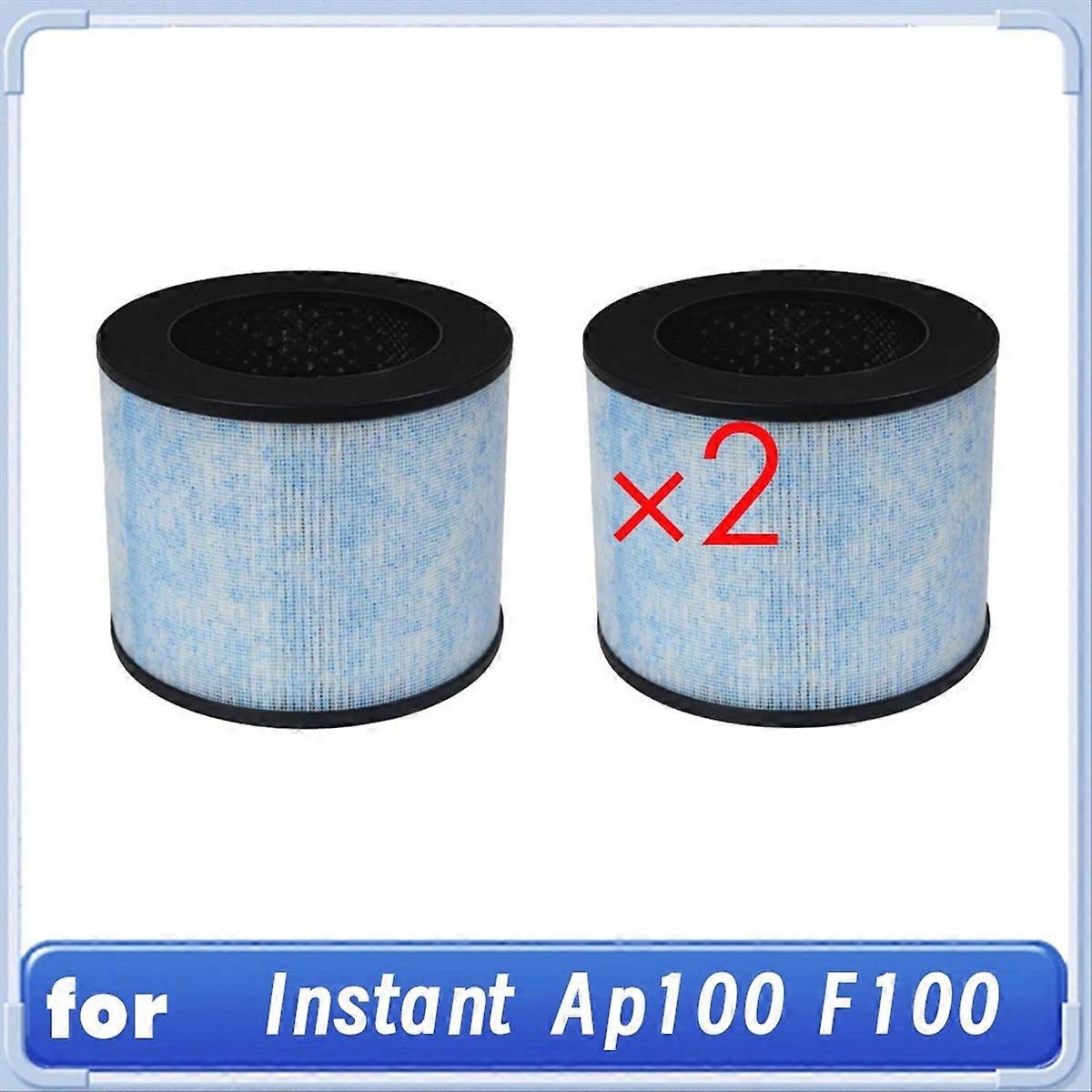 F100 Filter Replacement for Instant AP100 Small Air Purifier with Coating and Activated Carbon Filter 2Pcs