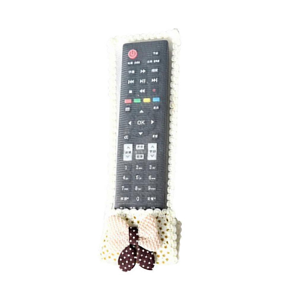Lace Cover for Remote Control Fabric Bow-Knot Pattern Protecting 1Pcs Beige