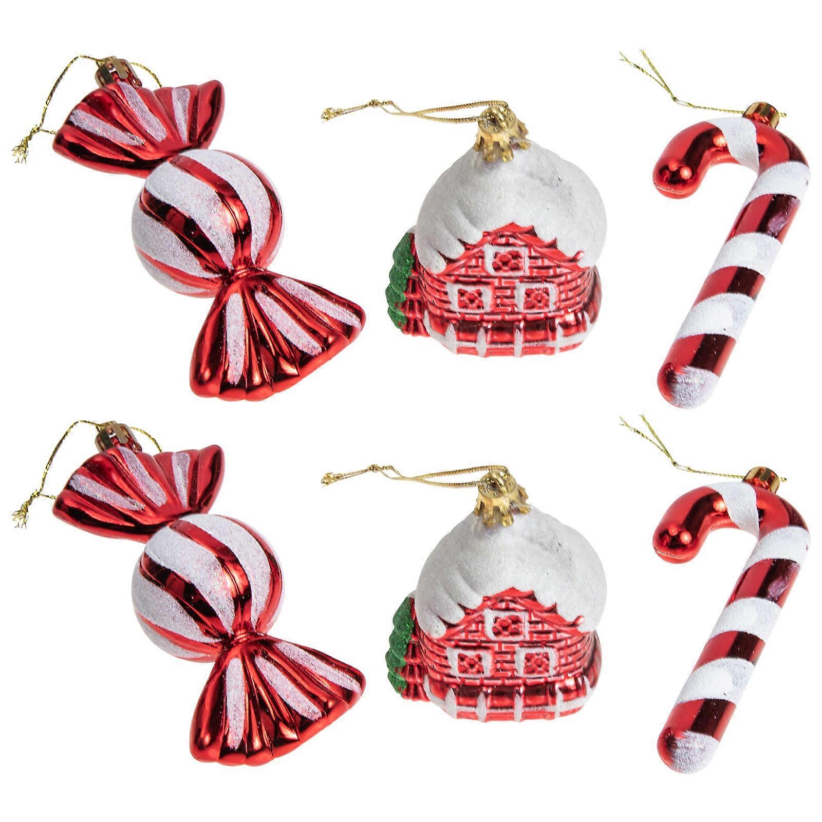 Christmas Pendants for Decoration 24Pcs Red Plastic Tree Decorations